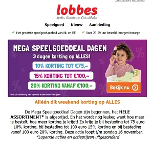 Tot -20% ✨ Mega Speelgoeddeal Dagen bij Lobbes
