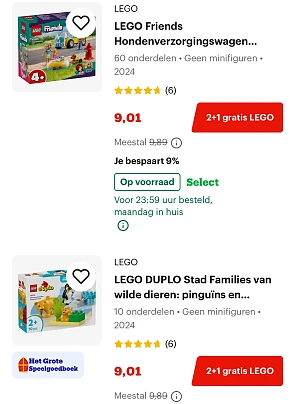 2+1 gratis op LEGO schoencadeautjes