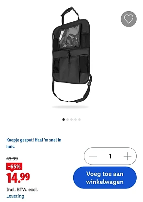 Autostoel organizer met tablethouder -65%