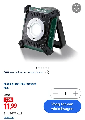 Acculedwerklamp 20 V PARKSIDE® PBSTA20 -70%