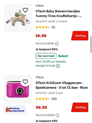 Dagdeal VTech & Fisher-Price bij Bol