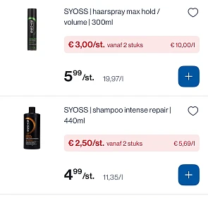 Syos shampoo/haarspray -50%