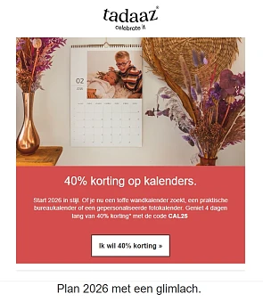 Tadaaz: 40% korting op alle kalenders