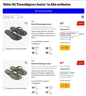 Rider R1 Teenslippers Junior tot 73% korting