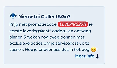 Gratis levering bij collect en go voor nieuwe klanten