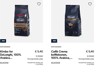 Delonghi koffiebonen aan de helft van de prijs