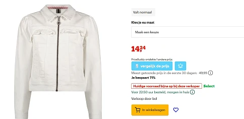 B. Nosy meisjes jas in maat 122-128 nu met 71% korting bij bol