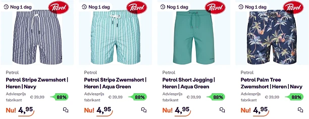 Petrol zwembroeken voor 4,95 euro