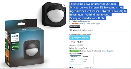 Philips Hue Bewegingssensor Outdoor - Activeer Je Hue Lampen Bij Beweging - met Ingebouwde Lichtsensor - Overal Eenvoudig te Bevestigen - Verbind met Bridge - Bewegingsmelder voor Buiten