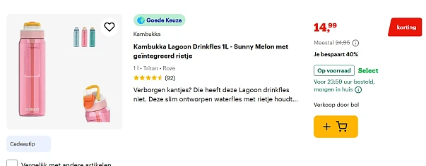 Tot 40% korting op thermos- en drinkflessen bij Bol