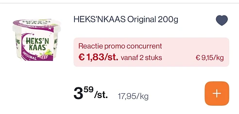 Heks’nkaas original 200 gram goedkoper
