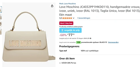 Handtassen van Moschino tot 68% verschillende modellen
