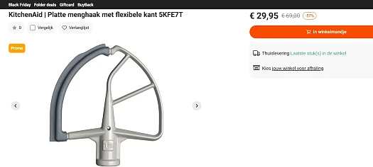 KitchenAid platte menghaak met flexibele kant 5KFE7T