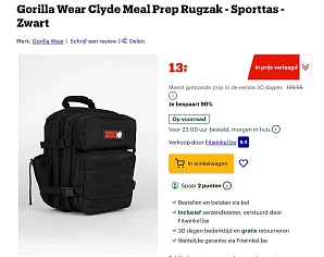 Gorilla Wear Clyde Meal Prep Rugzak - Sporttas - Zwart -90%