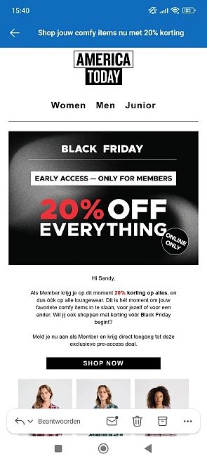 America today: 20% korting voor members