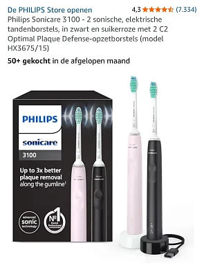 Philips Sonicare 3100 tandenborstels -50%
