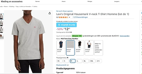 Levi's heren t shirts - verschillende maten en modellen met kortingen tot 61%