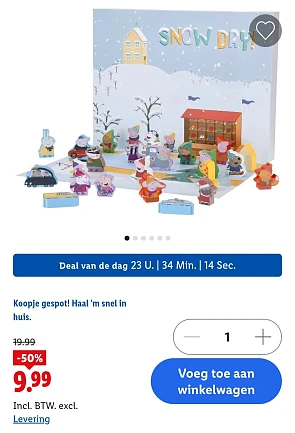 Adventskalender Peppa Pig -50% 💛 Dagdeal Lidl