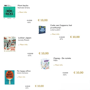 10 boeken aan € 10 per titel