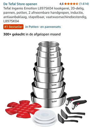 Tefal Ingenio Emotion 20-delig -44%