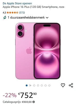 Apple iPhone 16 Plus (128 GB) roze