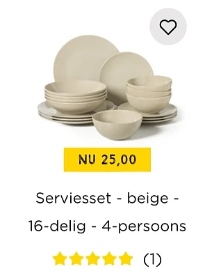 Beige 16-delige serviesset