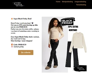 Dekinderkledingwinkel.nl: 20% op alles