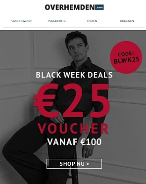 €25 Koring bij overhemden.com