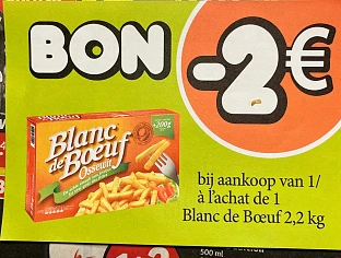 Coupon -2,00€ voor blanc de boeuf ossewit bij Delhaize