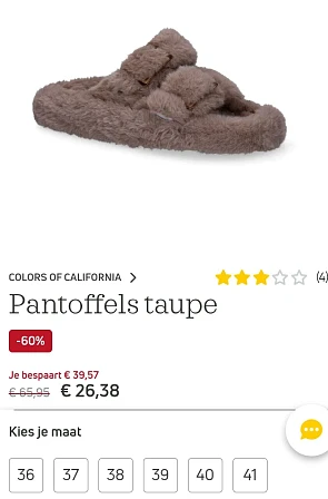 -60% fluffy pantoffels taupe kleur bij Torfs