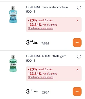 Listerine mondwater in promo tot -33,34% extra