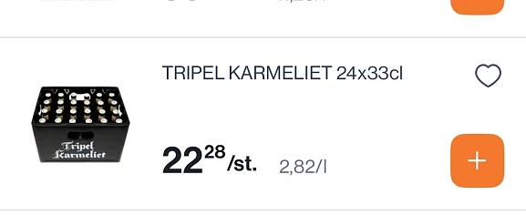 Tripel karmeliet bak 24x33 cl voor 22,28€