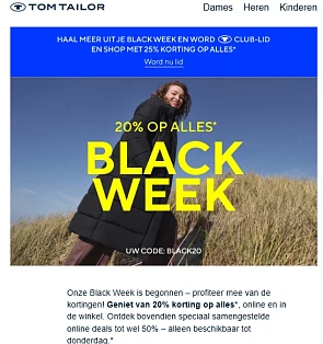 Tom Tailor: 20% korting op alle niet afgeprijsde stuks en selectie tot -50% korting