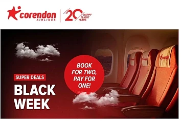 Corendonairlines boek voor 2 en betaal 1 ticket