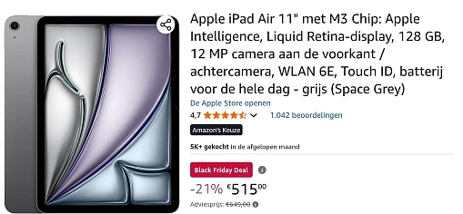 Apple iPad Air 11" met M3 Chip 128 GB wifi