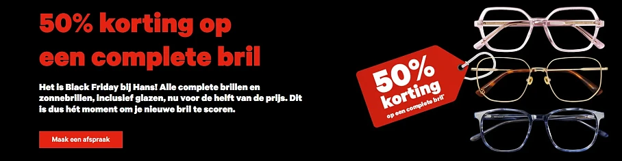 50% korting op een complete bril bij Hans Anders
