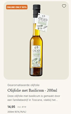 Olijfolie met basilicum met 50% korting bij Oil&Vinegar