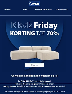 Tot -70% ⚫ Black Friday deals bij Jysk