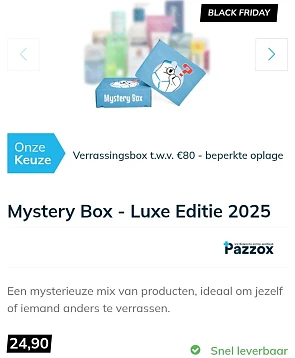 Pazzox mystery box €24,90 i.p.v. €80,00