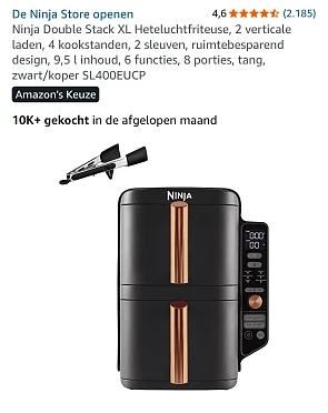 Ninja Double Stack XL Heteluchtfriteuse 9,5 l