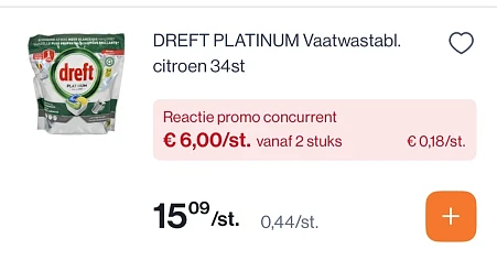 Dreft vaatwastabletten platinum Citroën 34 st -60%
