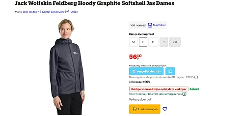 Jack Wolfskin jas voor dames in maat L en XL voor 56.10€