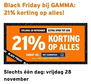 21% korting op alles bij GAMMA
