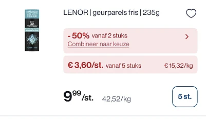 Lenor wasverzachter en geurparels aan mooie prijzen tot -50% extra
