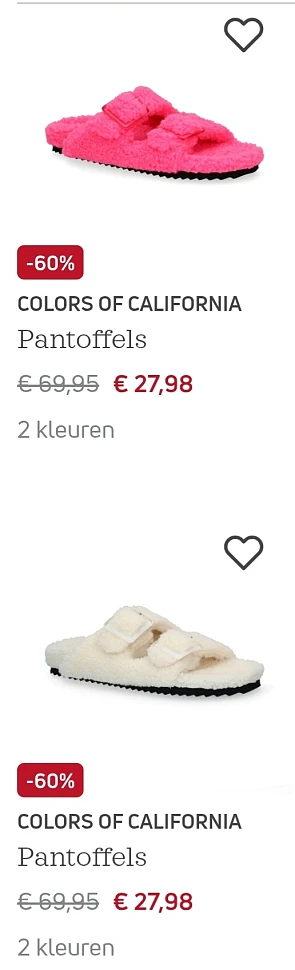 Colors of Calfmifotnia pantoffels -60%
