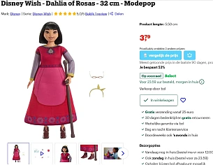 Disney Wish - Dahlia of Rosas - 32 cm - Modepop - 3,79 euro