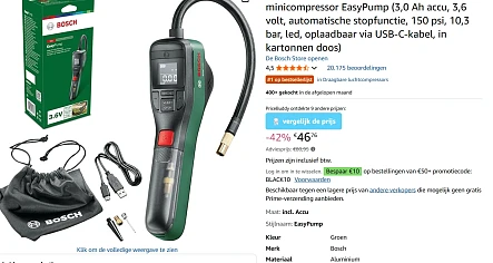 Bosch elektrische fietspomp met 42% korting of meer