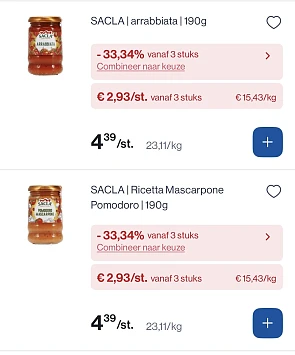 Sacla producten met dubbele korting