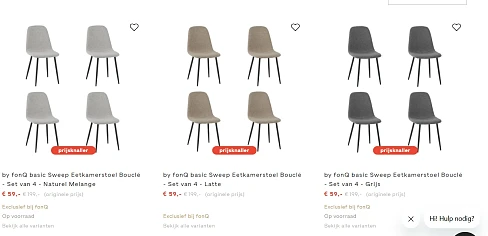 Weer beschikbaar! 4 eetkamerstoelen voor maar 59€! Verschillende kleuren mogelijk!