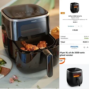 Philips airfryer HD9257/88 voor maar € 63 ipv € 159!